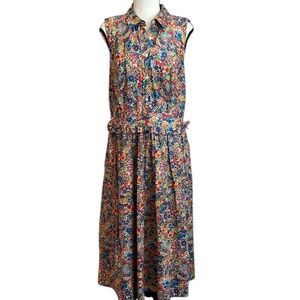 J. Crew Floral Liberty Print Dress with Pockets, Size 10 (blue tie not included)